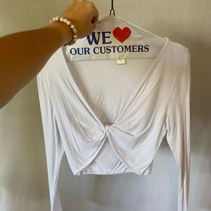 White twist front crop top